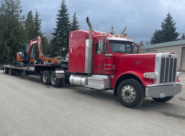 Excavator on Trailer out for delivery to customer Machinery Transport